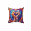 Personalizable LGBTQ Pride Pillow with Heart Hands Design - Image 5