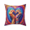 Personalizable LGBTQ Pride Pillow with Heart Hands Design - Image 2