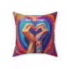 Personalizable LGBTQ Pride Pillow with Heart Hands Design - Image 10
