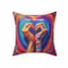 Personalizable LGBTQ Pride Pillow with Heart Hands Design - Image 11
