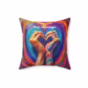 Personalizable LGBTQ Pride Pillow with Heart Hands Design - Image 7