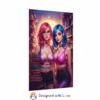 Beautiful Cuberpunk nerdy lesbian women in With stacks of books Rolled Posters 1 - Image 3