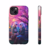 Cyberpunk lesbian women sitting on a bench in blossom park IPhone Cases - Image 37