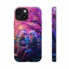 Cyberpunk lesbian women sitting on a bench in blossom park IPhone Cases - Image 5