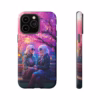 Cyberpunk lesbian women sitting on a bench in blossom park IPhone Cases - Image 45