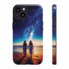 Beautiful lesbian walking on the beach and looking to a milkyway IPhone Cases 1