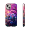 Cyberpunk lesbian women sitting on a bench in blossom park IPhone Cases - Image 17