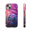 Cyberpunk lesbian women sitting on a bench in blossom park IPhone Cases - Image 21