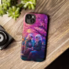 Cyberpunk lesbian women sitting on a bench in blossom park IPhone Cases - Image 57