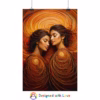 Beautiful Latin Lesbian surrounded by abstract swirling lines Rolled Posters