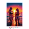 Beautiful lesbian women on the Beach at Sunset - Rolled Posters 1 - Image 9