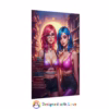 Beautiful Cuberpunk nerdy lesbian women in With stacks of books Rolled Posters 1 - Image 35