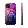 Cyberpunk lesbian women sitting on a bench in blossom park IPhone Cases - Image 33