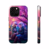 Cyberpunk lesbian women sitting on a bench in blossom park IPhone Cases - Image 41
