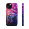 Cyberpunk lesbian women sitting on a bench in blossom park IPhone Cases - Image 7