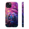 Cyberpunk lesbian women sitting on a bench in blossom park IPhone Cases