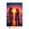Beautiful lesbian women on the Beach at Sunset - Rolled Posters 1 - Image 29