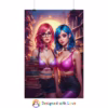 Beautiful Cuberpunk nerdy lesbian women in With stacks of books Rolled Posters 1 - Image 18