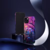 Cyberpunk lesbian women sitting on a bench in blossom park IPhone Cases - Image 6