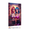 Beautiful Cuberpunk nerdy lesbian women in With stacks of books Rolled Posters 1 - Image 15