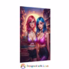 Beautiful Cuberpunk nerdy lesbian women in With stacks of books Rolled Posters 1 - Image 19
